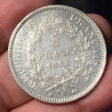 FRANCIA FRANCE 5 FRANCHI FRANCS ERCOLE HERCULE 1873  ARGENTO '900