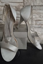 Scarpa Aperta Gioiello Donna Sandali con tacco Raso Argento 38 per Cerimonia