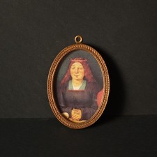 Coppia di Cornici ovali vintage in legno di Napoli con fondo oro.  Bruegel