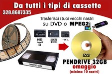 CONVERSIONI TRASFERIMENTI RIVERSAMENTI CASSETTE VHS  Hi8 Digital8 su pendrive