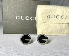 Autentici rari gemelli Gucci logo G argento sterling SV925 e nero business