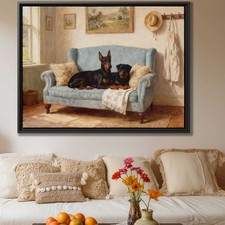 Dipinto olio cane Doberman