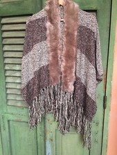 Cappa donna poncho morbida con frange 