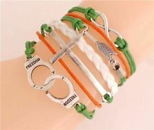 White Leather Suede Charm Freedom Handcuffs Bracelet Jewellery Gift Her A236