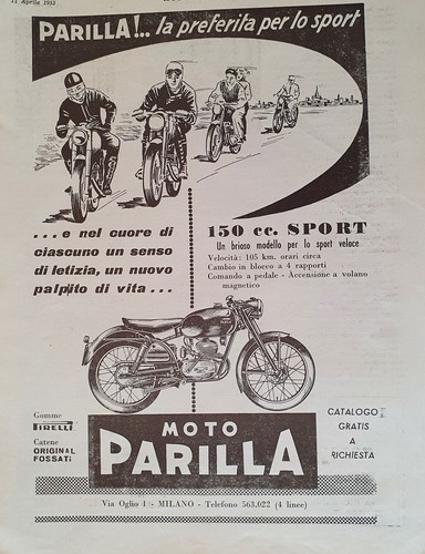 Moto parilla 150 advert - parilla, cc