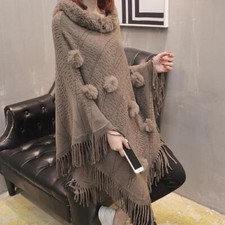 Women Knit Poncho Cape