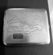 Portasigarette vintage metallo zigrinato Cecoslovacchia anni '40