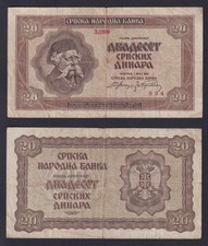 Banconota Serbia Occupazione Tedesca 20 dinara 1941 P.-25 BB/VF