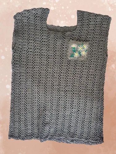 Top gilet grigio fatto mano - grigio, a