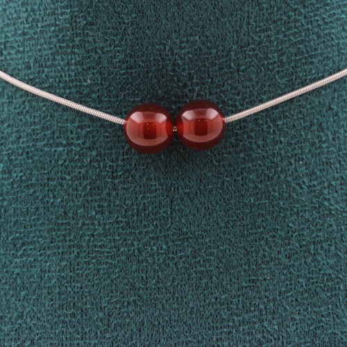 Collana perle agata - perle, rosso