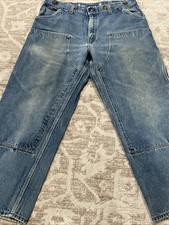 Pantaloni denim doppio ginocchio Carhartt WU138 38x30 carpentiere vintage anni 90 unione USA