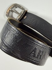 Giorgio Armani Cintura Pelle Nera Vintage Fibbia Cromata 32 