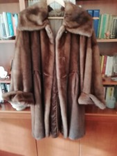 pelliccia visone biondo scuro artigianale, collo e maniche ampi. pelli intere