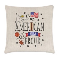 I'M Americana E Orgoglioso Lino Copricuscino Cuscino - Bandiera USA America