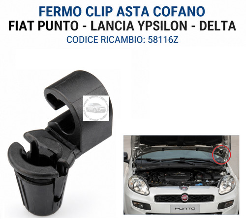Fermo clip asta cofano - clip,