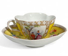 Carl Thieme tazza porcellana tedesca firmata XIX ERA Dresda Meissen