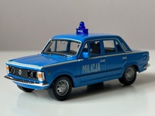 Modellino auto Fiat 125p polizia polacca/italiana blu pressofuso giocattolo scala 1:43 Welly