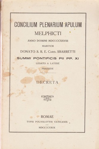 1929 concilium plenarium - 1929:,