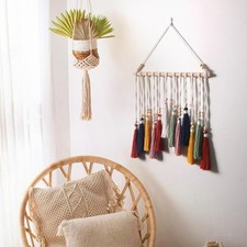 Arazzo da parete in macramè con perline di legno per la cucina del