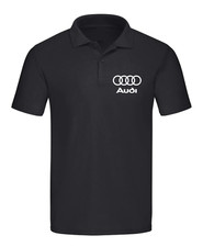 POLO A MANICA CORTA COLORE NERA CON STAMPA IN TERMOVINILE LOGO AUDI