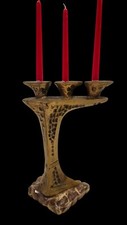 Pietro De Laurentiis scultura bronzo Candelabro su base di marmo, firmata