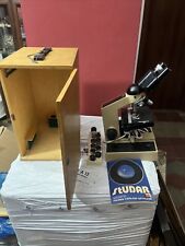  Microscopio PZO STUDAR imballaggio legno Polonia 1978