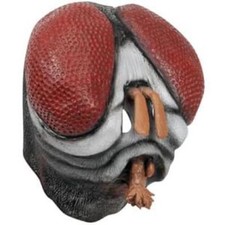 COSTUME ADULTO LATTICE MOSCA INSETTI OCCHI GRANDI MASCHERA MOSTRO ALIENO ROSSO NERO ANIMALE