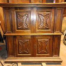 CREDENZA A DOPPIO CORPO IN LEGNO MASSELLO VINTAGE