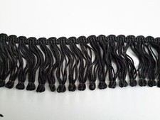 7544) Mt 1 Passamaneria a frange alta cm 4 frangia colore nero