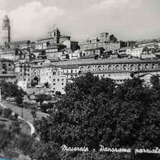 MACERATA PANORAMA PARZIALE VECCHIA CARTOLINA BIANCO E NERO - COLLEZIONE