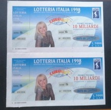 Biglietti (2) Lotteria ITALIA 1998 con Matrice