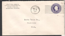 Mar 26 1941 cover Cutler Furniture Co Rockford IL to Lentz Table Co Nashville MI
