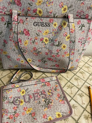 Guess light beige floral - guess, tote