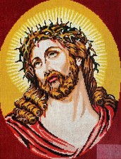 Arazzo punto ago tela dipinta