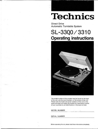 Technics 3300 3310 - sl-3300, sl-3310