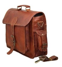 Borsa in pelle di capra valigetta messenger tracolla vintage marrone vera