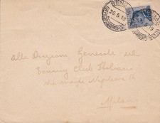1919 LIBIA, n. 7 25 cent. blu isolato su lettera VIAGGIATO A MILANO