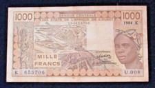 AFRICA OCCIDENTALE FRANCESE 1000 FRANCHI 1984 qSPL Pick 307Ce