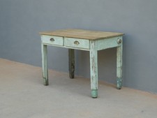 Tavolo da cucina laccato Shabby Chic con mattarello e due cassetti, anni '50!