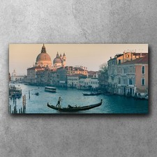 Boats in Venice in Sunset 120x60 Canvas Art Ready To Hang Large Picture