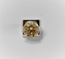 12 KT Champagne Trattato Anello Diamante per Uomo Certificato! Regalo di Natale