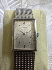 Rare Montre Vintage Corum Rectangulaire - Acier & Bracelet Maille Milanaise d'Or