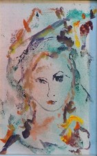 ERNESTO TRECCANI OLIO SU TELA CON CORNICE- RITRATTO DI DONNA