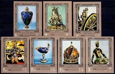 Yemen 1972 Museo dei Tesori Oro Artigianato Vaso Corona Statue Cavallo Arti Imperf MNH