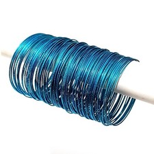 Indiano Set Bracciali Rigidi Ø6 , 5cm Braccialetto Bollywood Choorian Bangle Blu