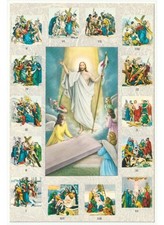 Non Viaggiata cartolina pasquale vintage Gesù le stazioni della Via Crucis