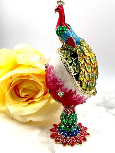 Red faberge uovo pavone - red,