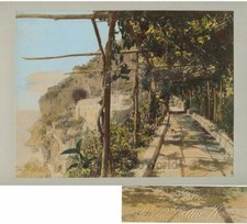 Amalfi Italia Contorni Di Napoli Coast Vista Antico Dipinto a Mano Album Foto