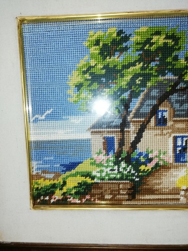Quadro paesaggio ricamato