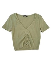 ZARA t-shirt maglia maglietta verde crop arricciata donna ragazza taglia M